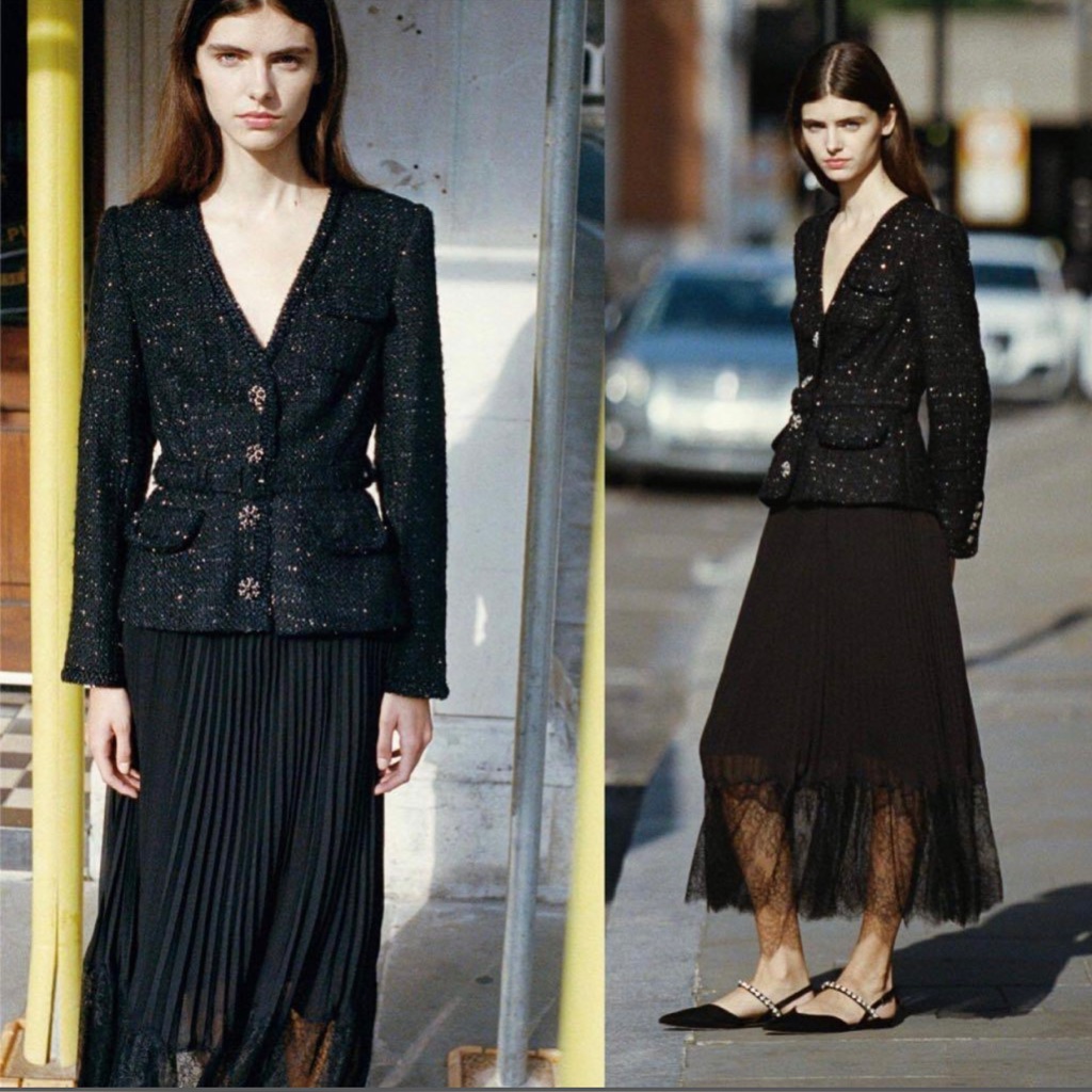 Self Portrait Metallic Boucle Midi Dress Black Size 0-2 Nwt Price Firm!!!